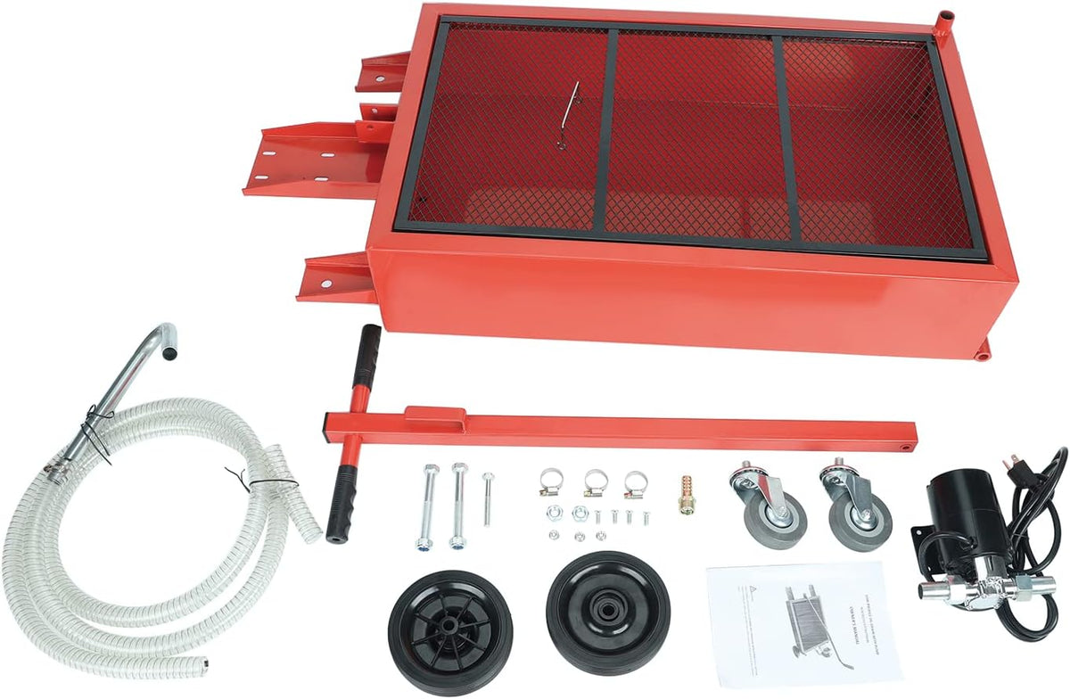 17 Gallon Low Profile Oil Drain Pan with Electric Pump and 7 FT Hose Y28735