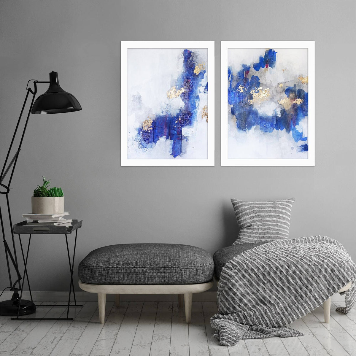 2 Piece White Framed Print Set S15958